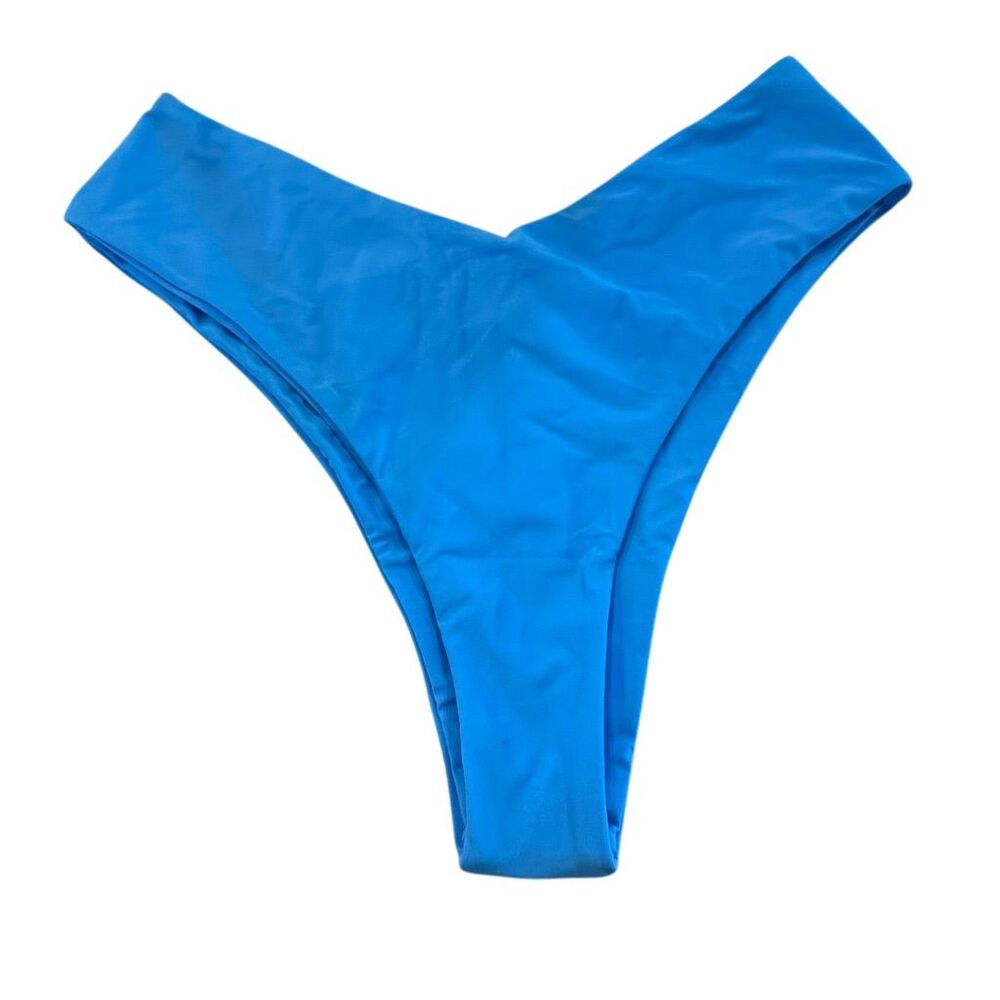 Women's V Waist High‎ Cut Bikini Bottom Blue Size M